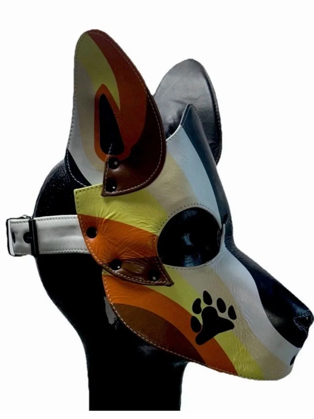 Brown Bear Paw-Accent Men's Leather Jockstrap M And Leather Puppy Mask